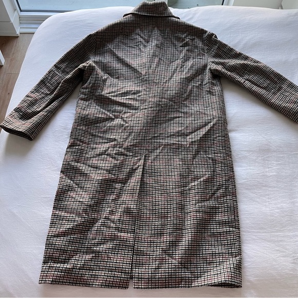 Long Plaid Checked Checkered Coat Trench Jacket Dry Cleaned Suitable For Work - Picture 2 of 16